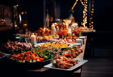 Festlich angerichtetes Catering-Buffet